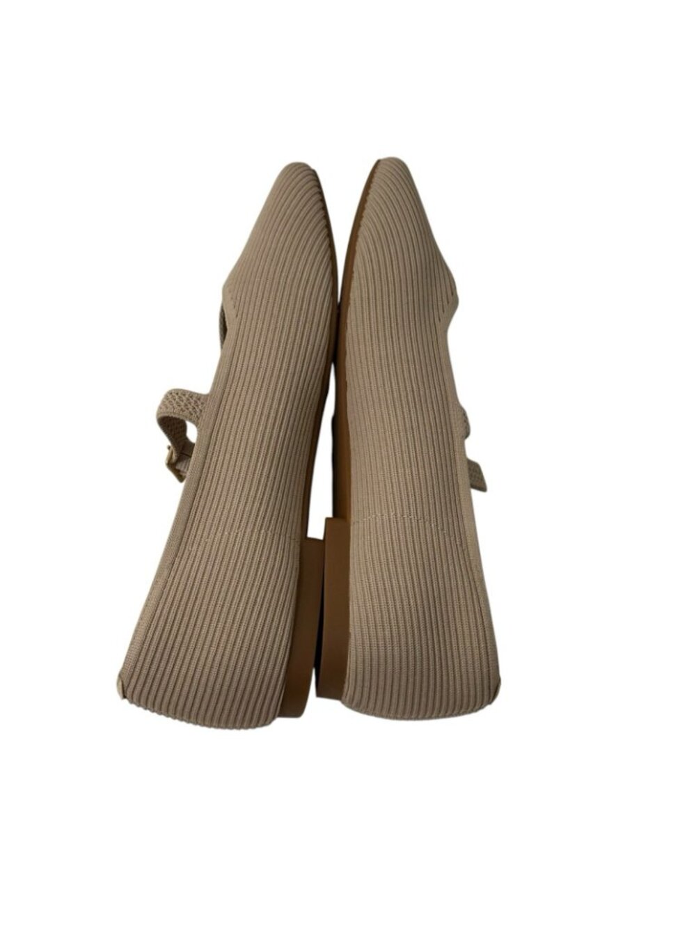 Vivaia Margot Mary Jane Shoes Beige Ribbed Knit Square Toe Sz 40.5 US 9.5 - Picture 7 of 9